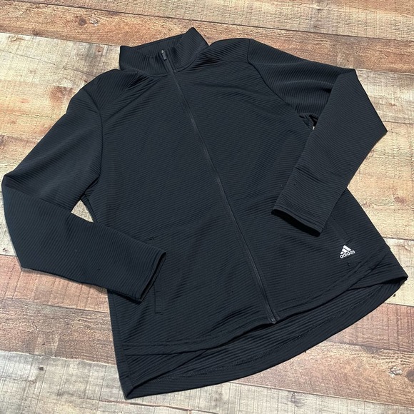 adidas Golf | Black Textured Fingerholes Pockets Full Zip Jacket Sz XL - Picture 2 of 4